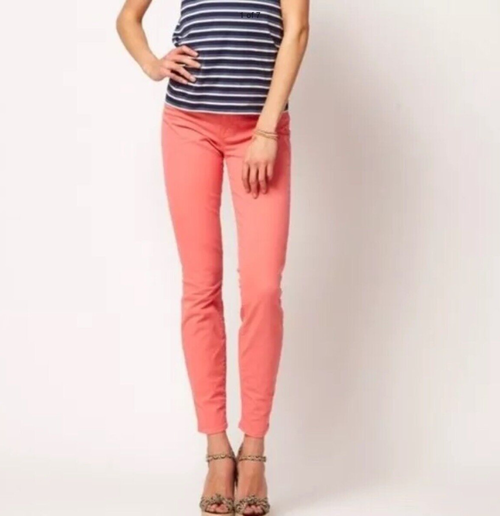 J Brand Jeans Women's Size 30 Coral Casual Festival Mid Rise Skinny Leg Ankle